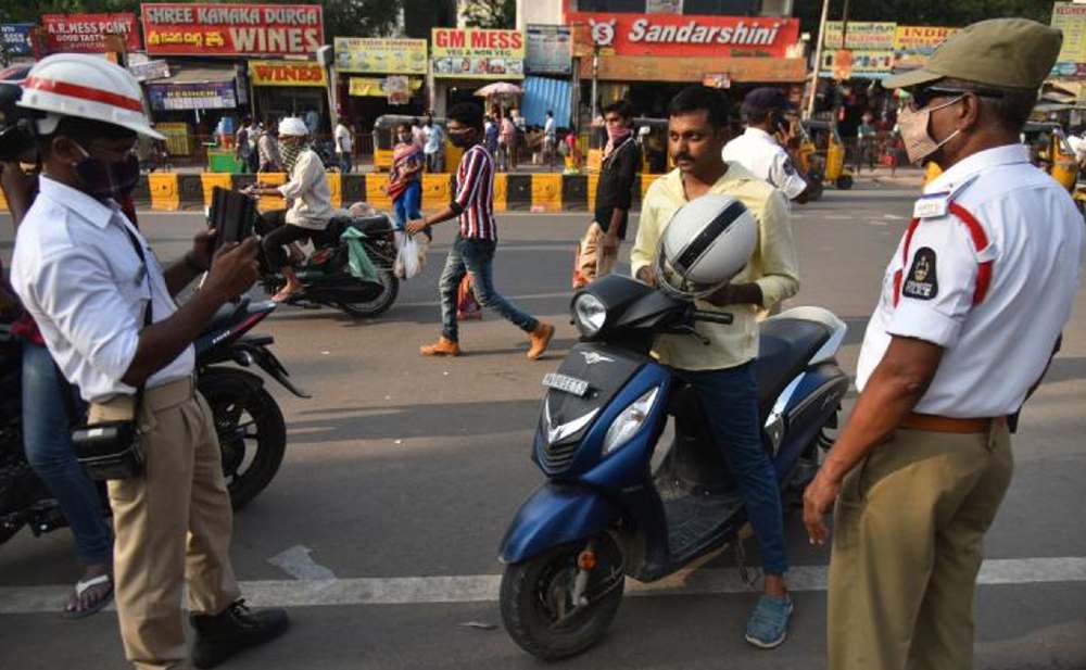 Indian Police Bike Checking for Lisence